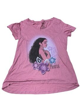 Disney Moana Pink Floral Graphic V-Neck Tee Juniors